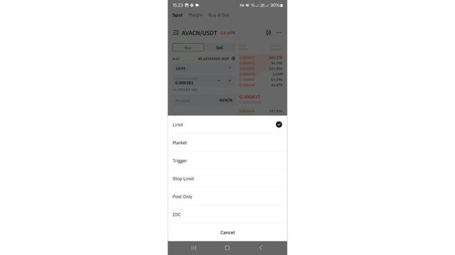 BitMart Mobile offers a wider selection of order types