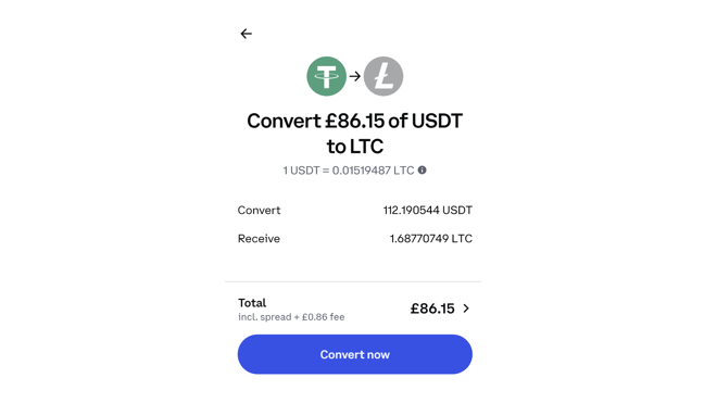 Converting USDT to LTC on Coinbase