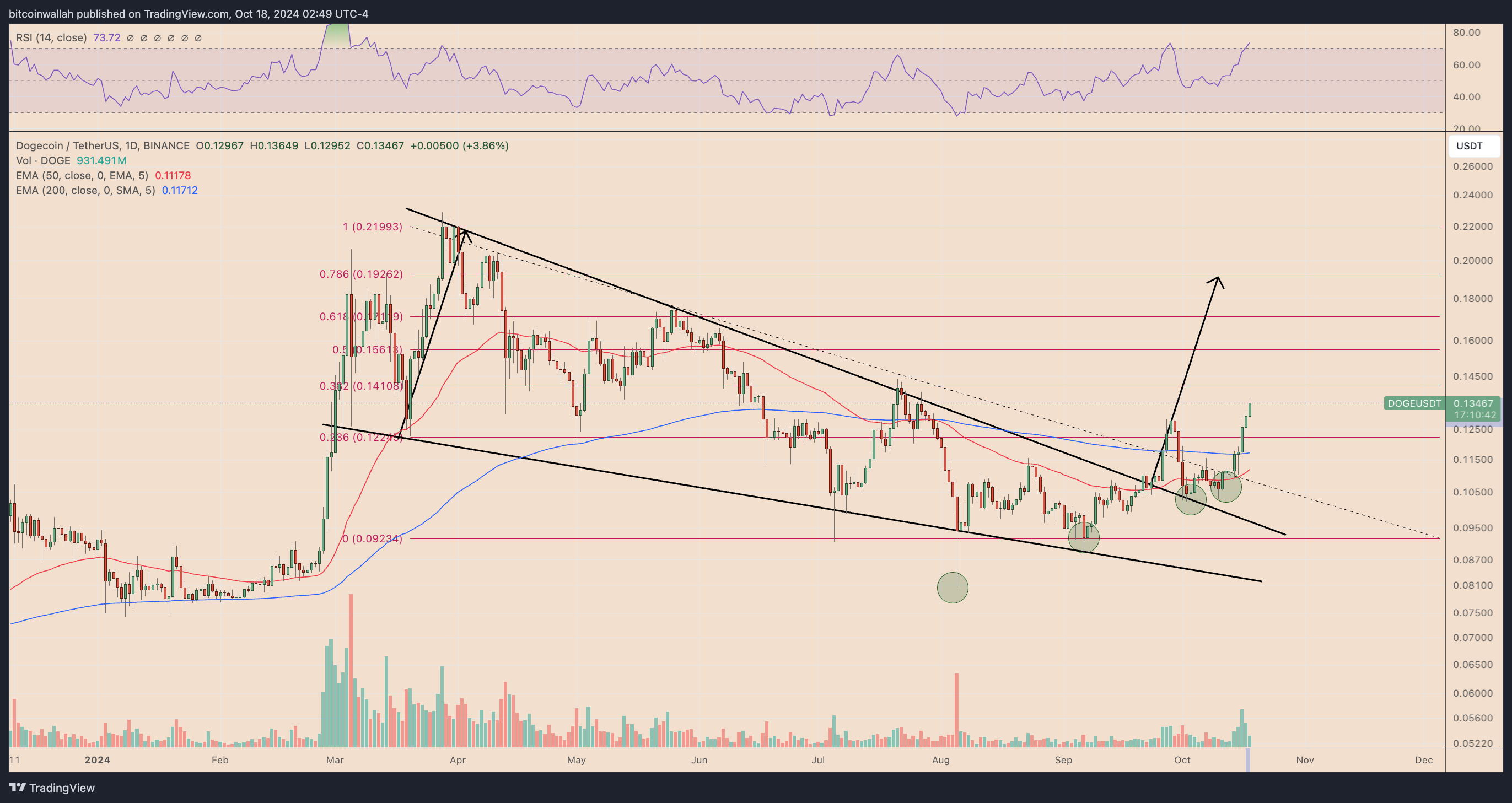 DOGE/USD daily price chart