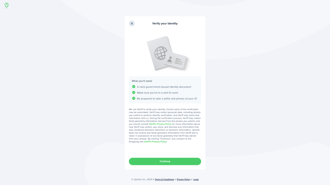 Uphold KYC Page