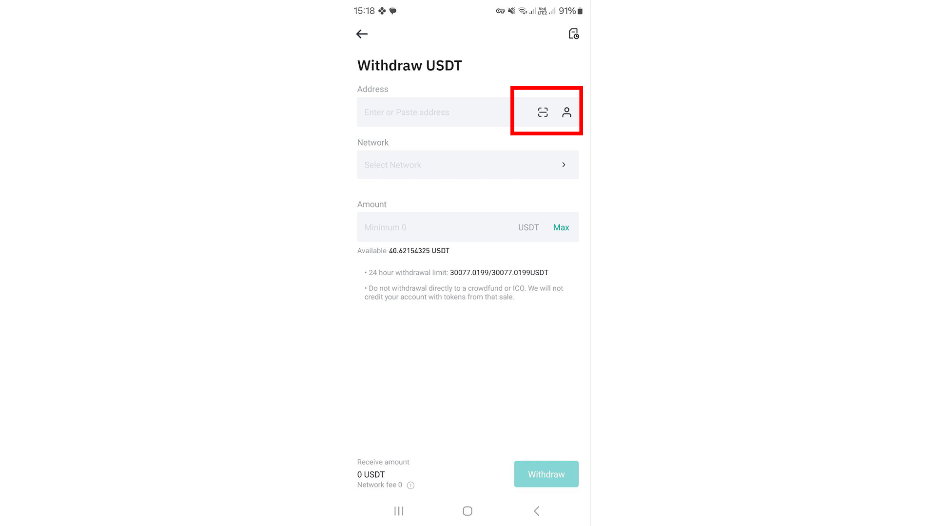 BitMart genera un indirizzo di deposito e fornisce un codice QR da scansionare