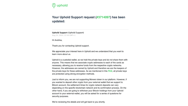 Uphold Customer Support Email