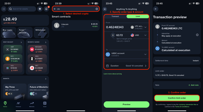 Executing Sell Orders on Uphold