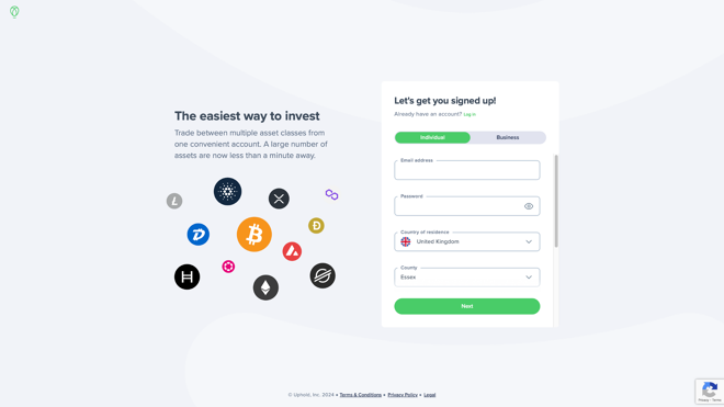 Uphold Sign-Up Page