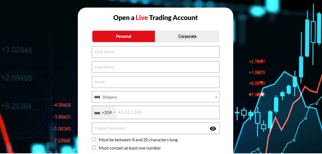 Hantec’s account registration form