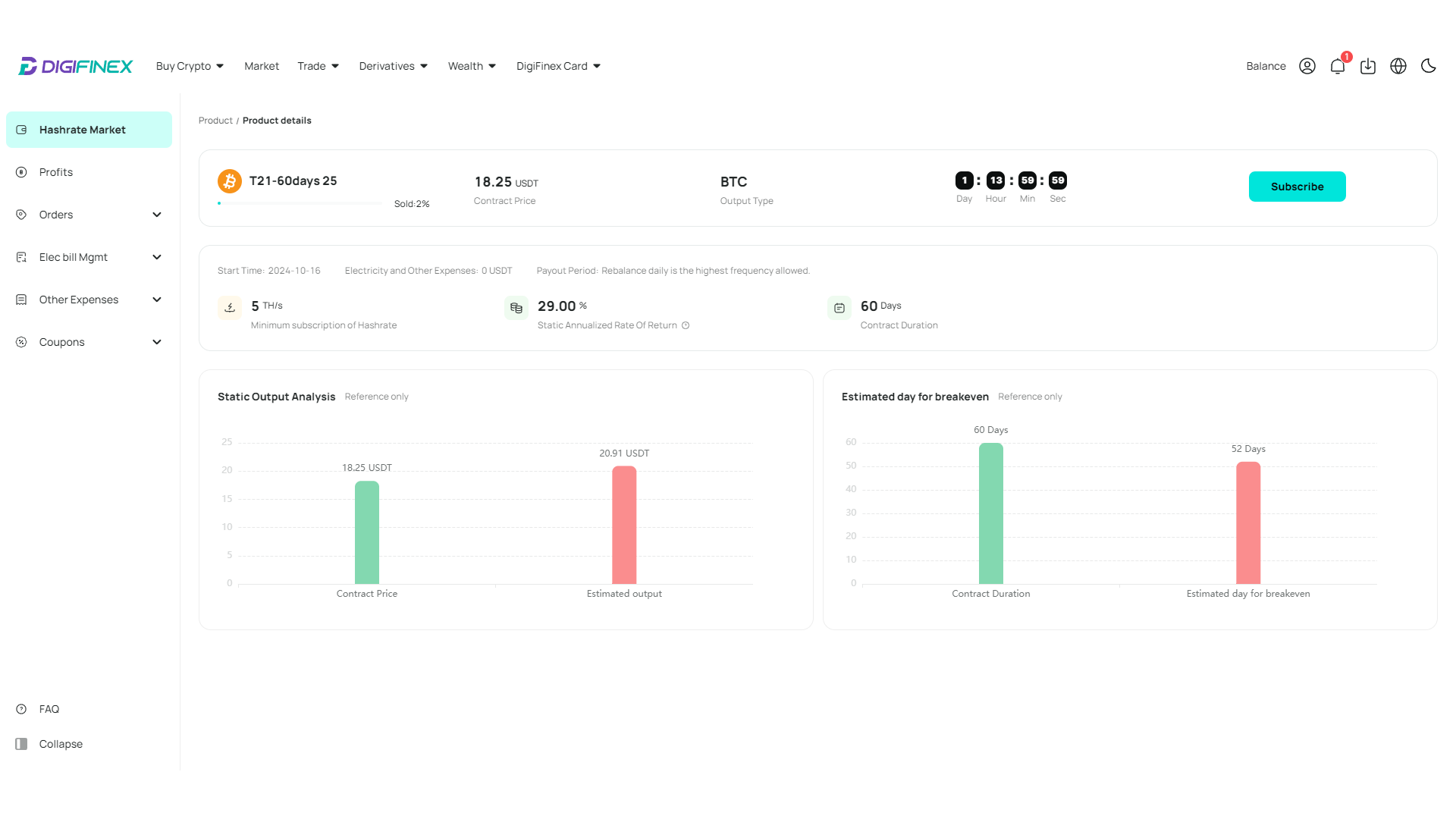 Cloud mining su DigiFinex
