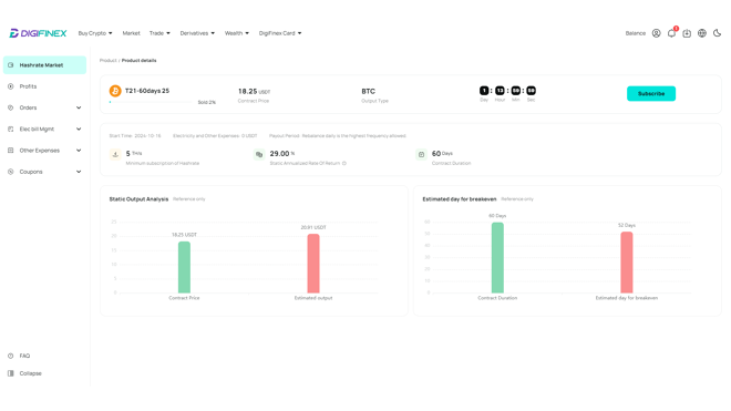 Cloud mining on DigiFinex