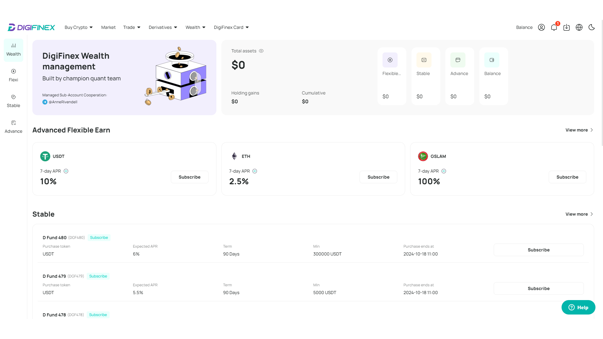 Prodotti crypto a rendimento su DigiFinex
