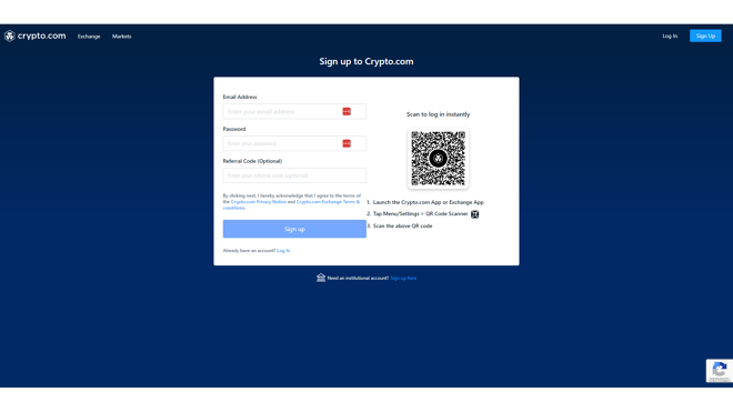 Crypto.com sign up