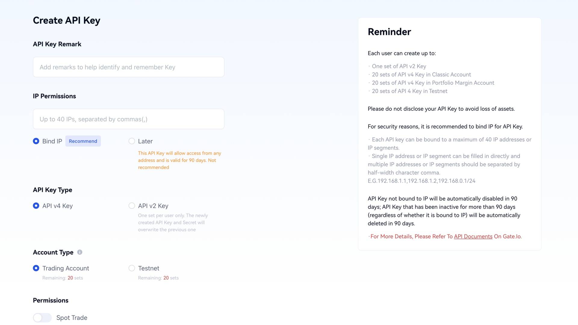 Gate.io’s API Key Creation