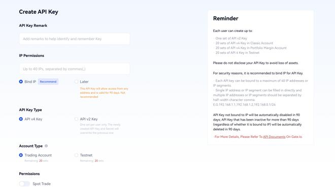 Gate.io’s API Key Creation