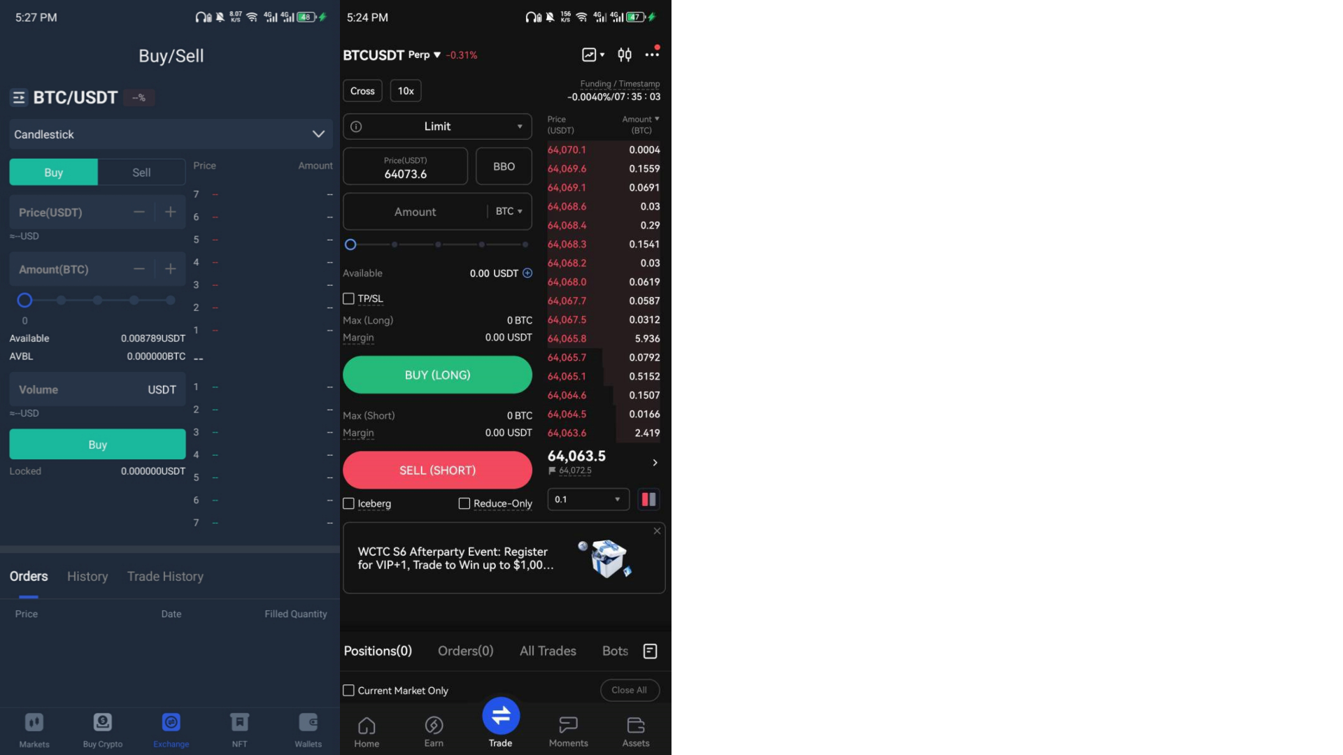 Gate.io Lite vs Pro trading interface