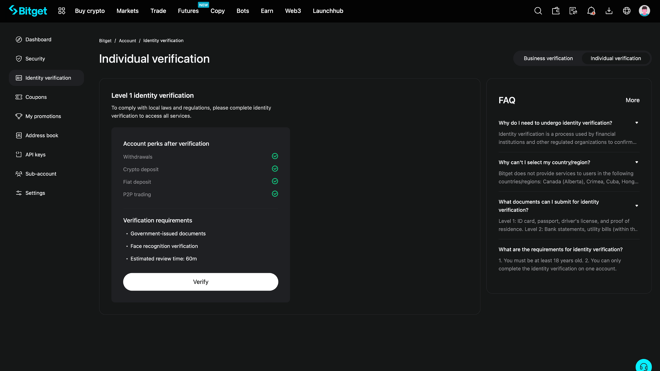 Bitget KYC Page