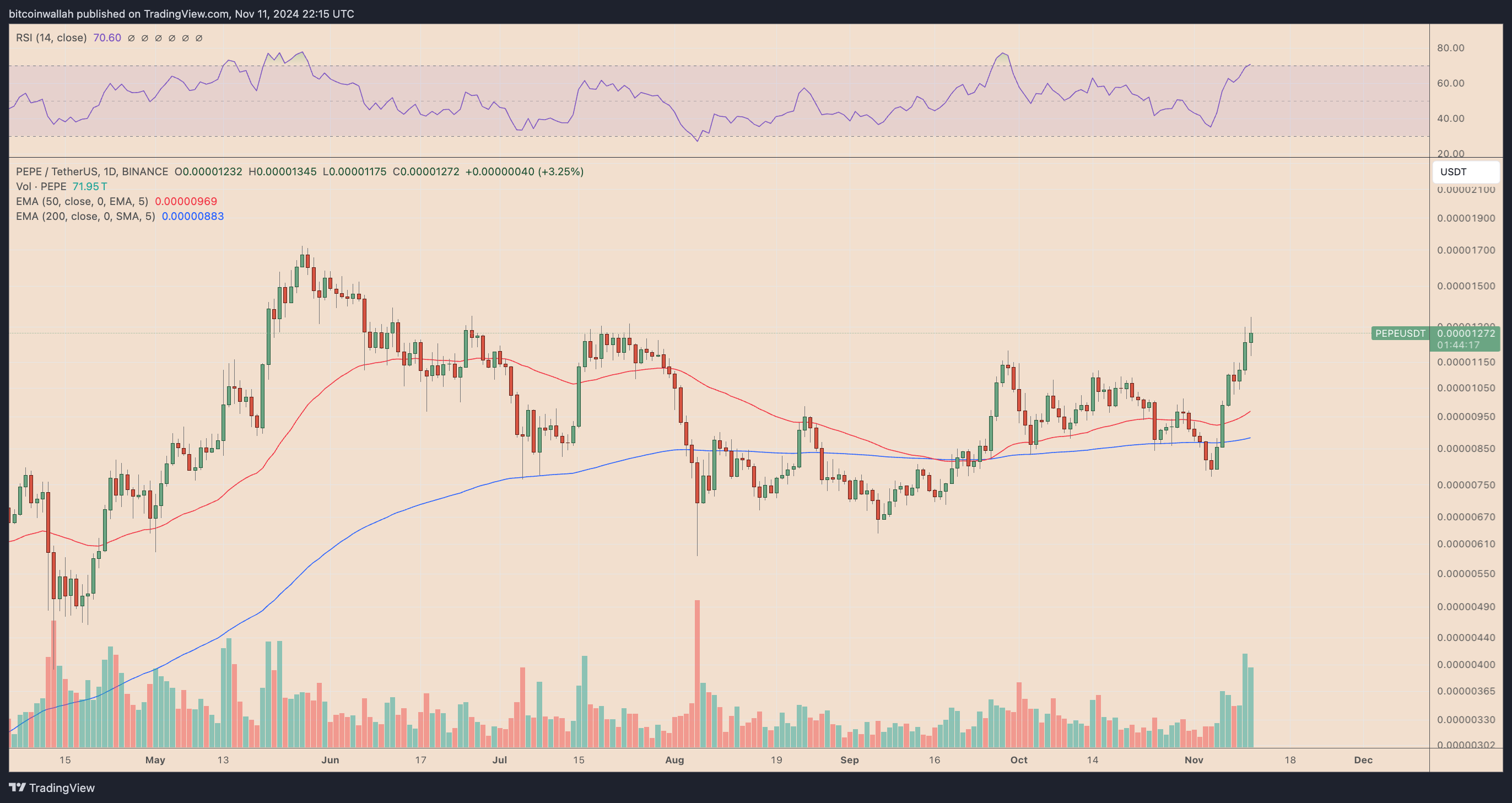 PEPEUSDT daily price chart