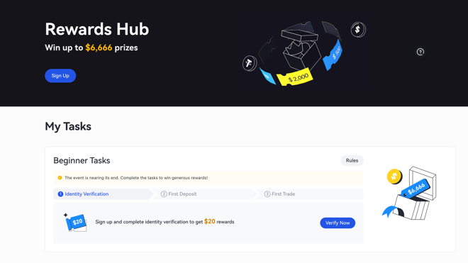 Rewards hub interface for Gate.io