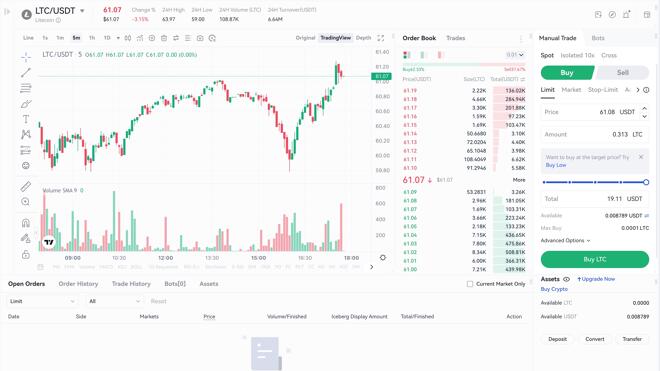 Setting spot trade for LTC conversion at market price