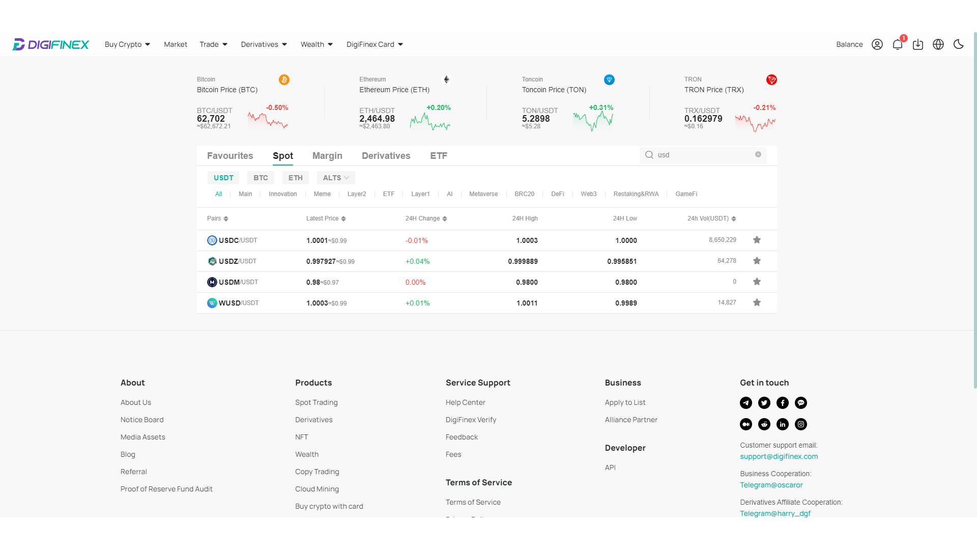 Stablecoins on DigiFinex