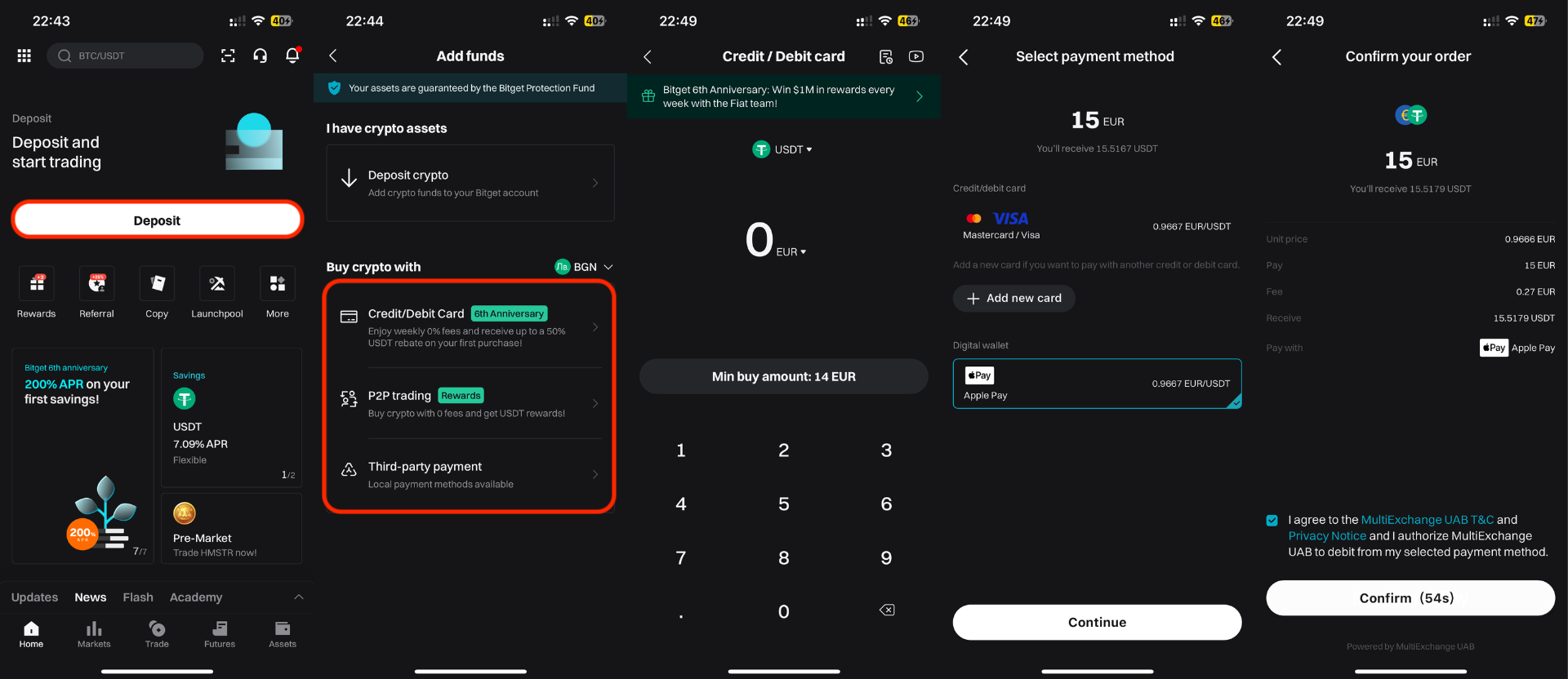 Comprando criptomonedas con fiat a través de Apple Pay