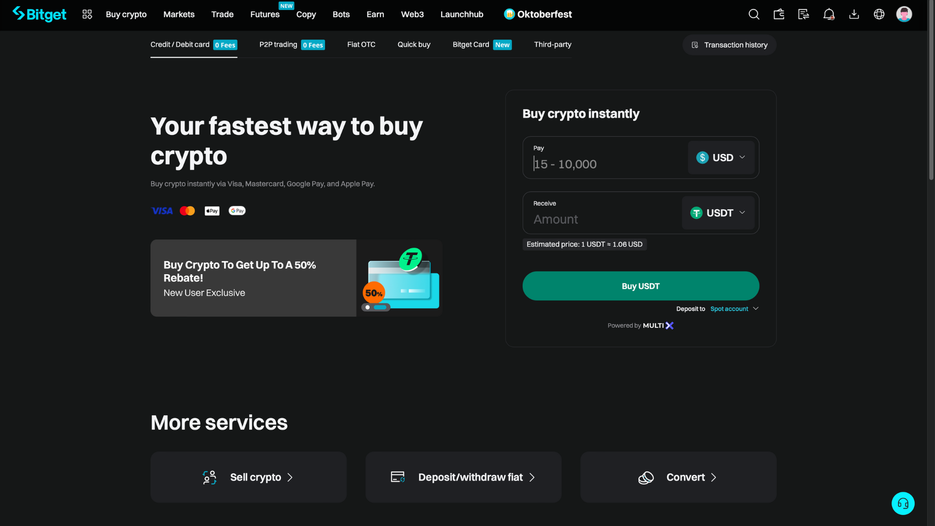 Compras de un solo clic en Bitget