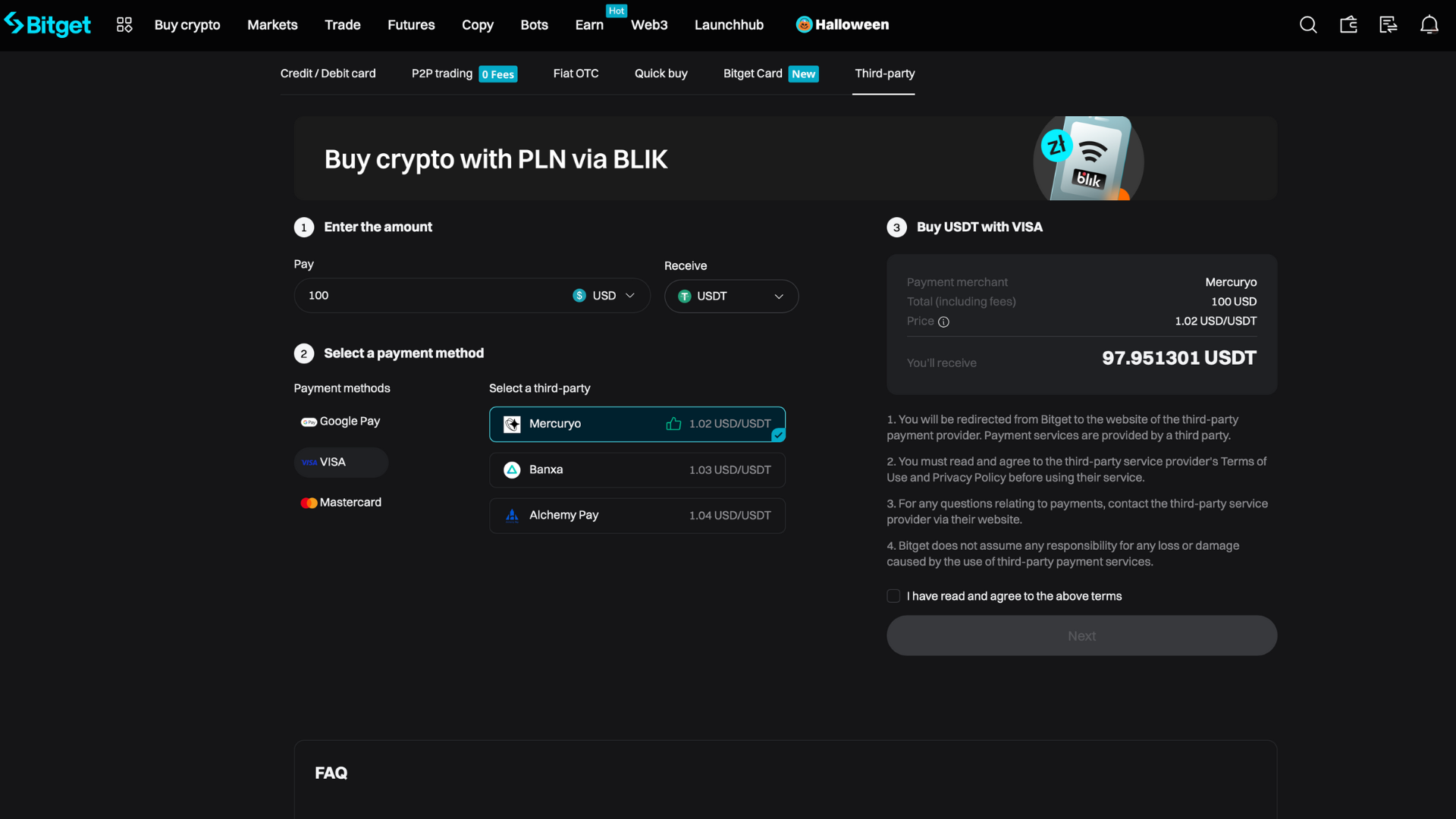 Proveedores de pagos externos en Bitget