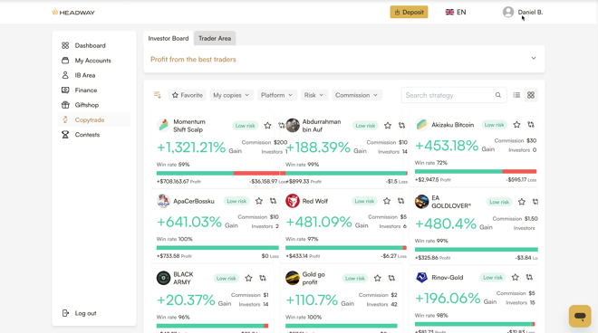 Headway copy trading platform