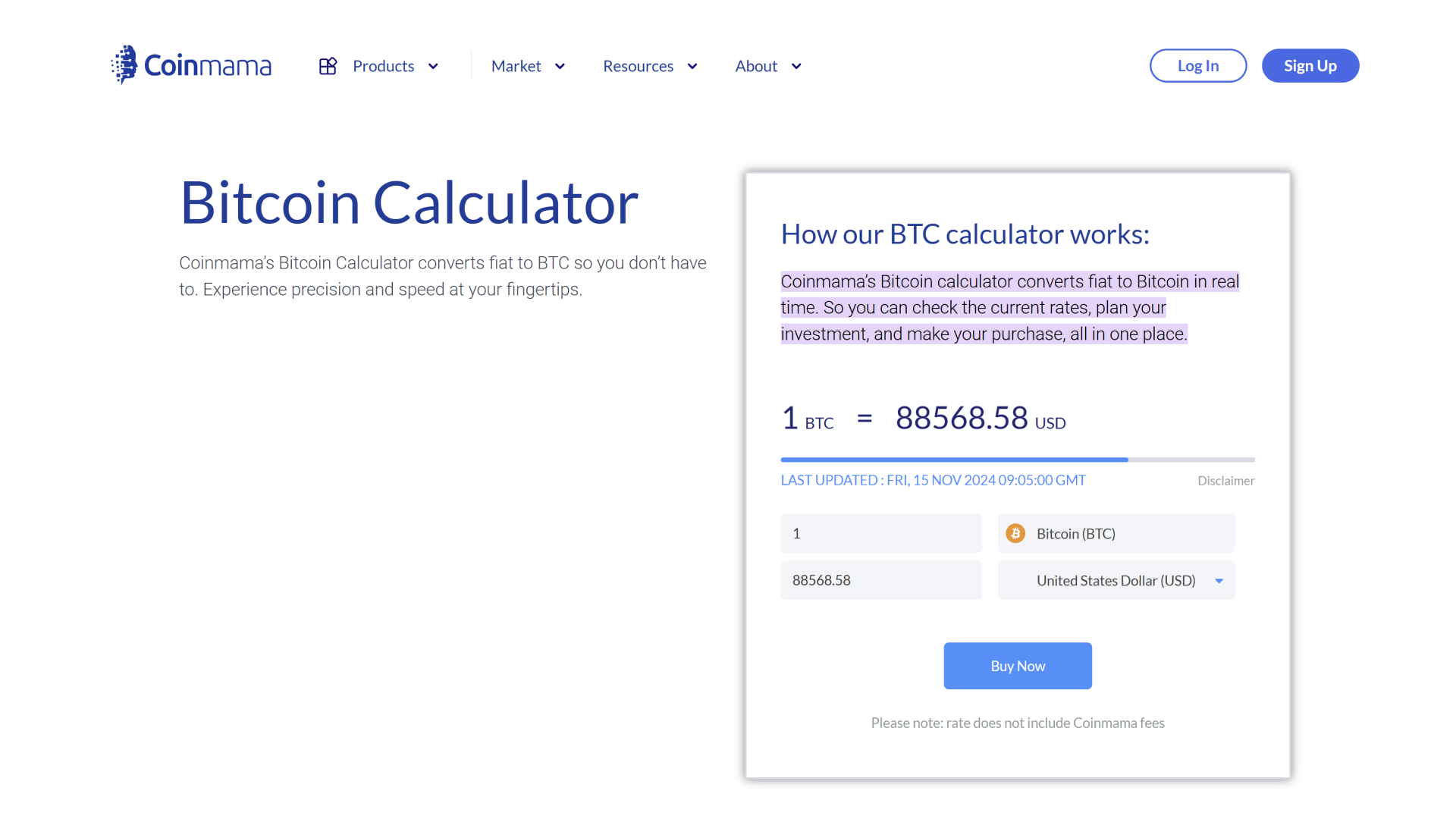 Calcolatore Bitcoin di Coinmama
