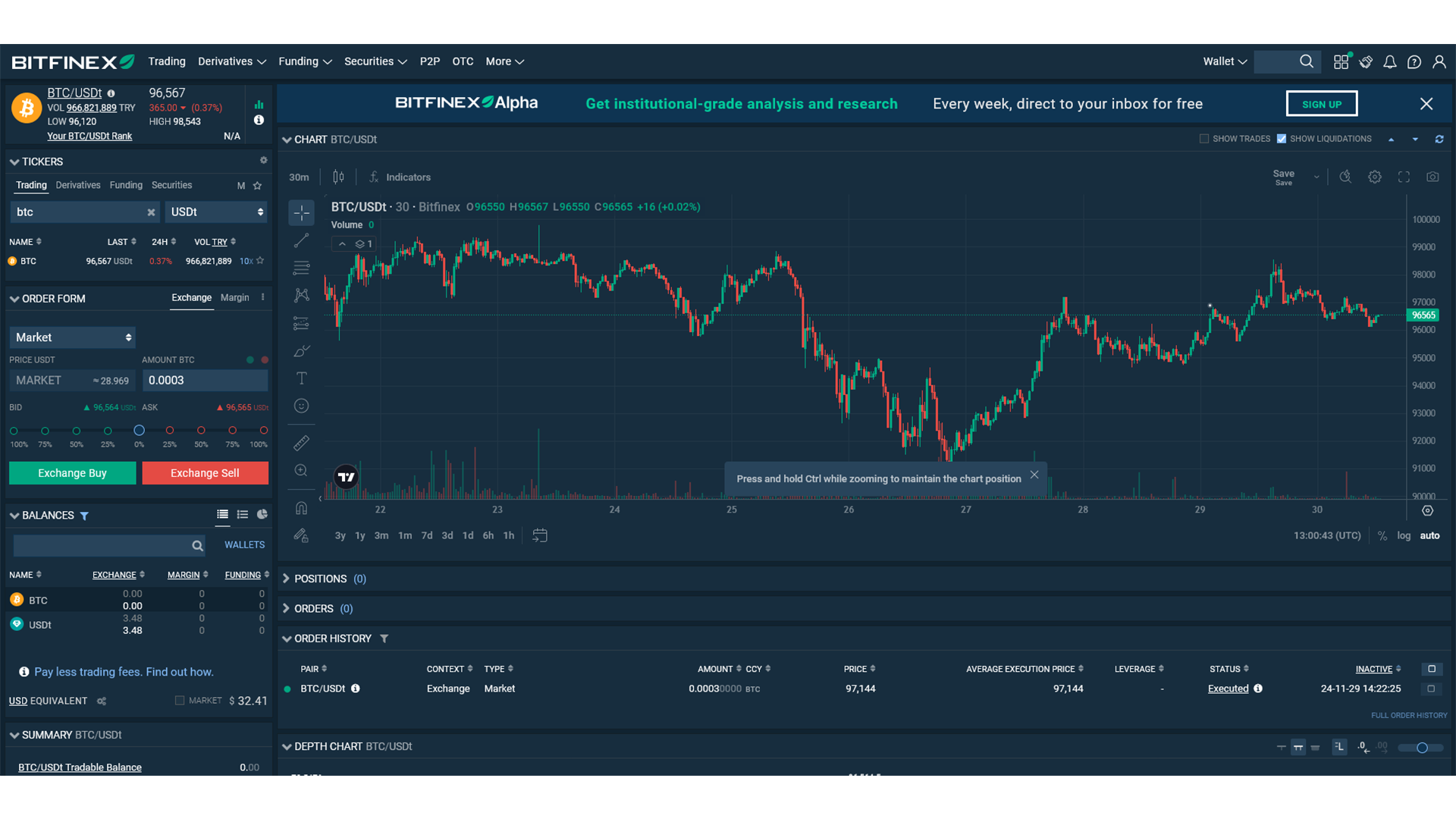 La piattaforma di trading Bitfinex