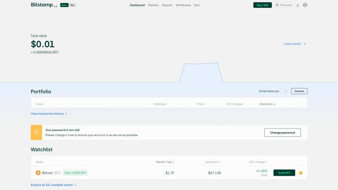 Bitstamp basic version interface