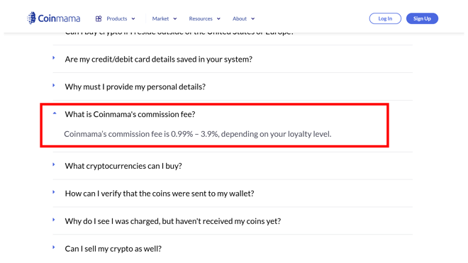 I found Information on Coinmamas fees is non-specific and outdated