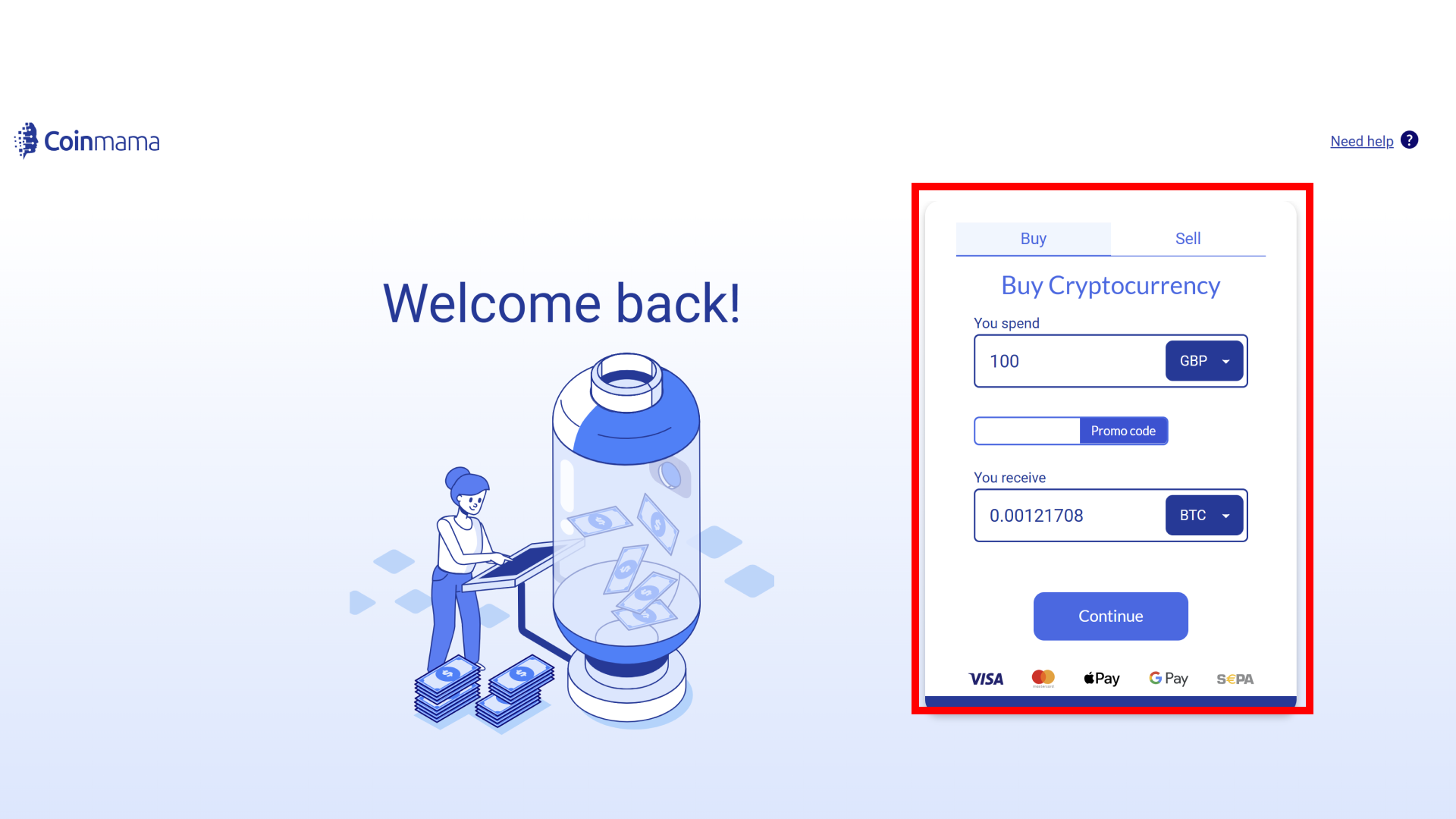 Attualmente, su Coinmama, è possibile solo comprare, vendere o scambiare criptovalute