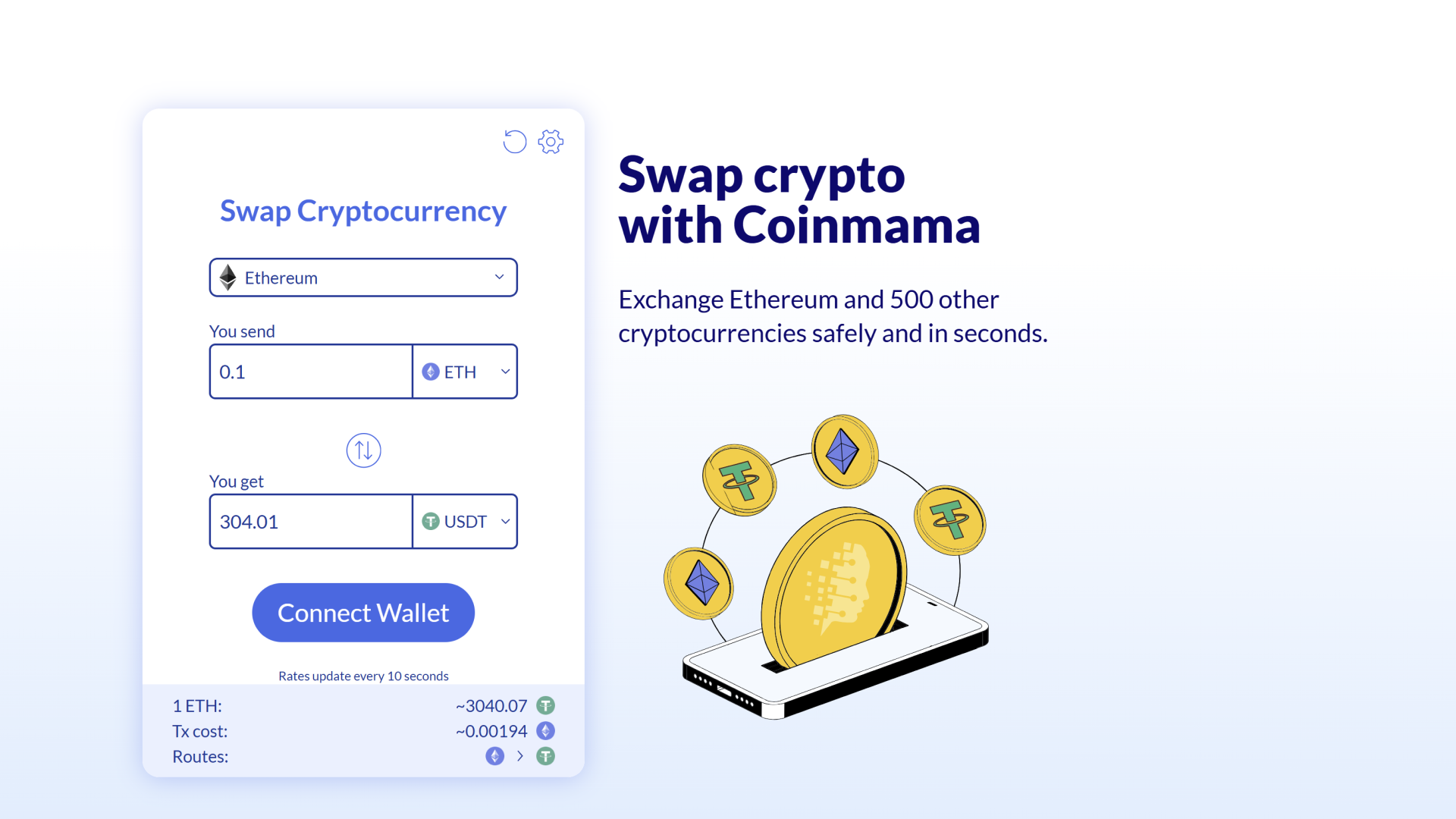 Coinmama's crypto swap tool