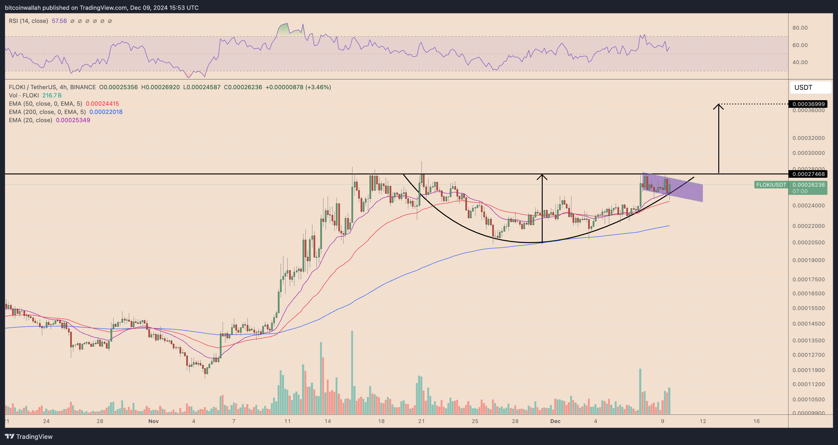 FLOKI/USDT weekly price chart