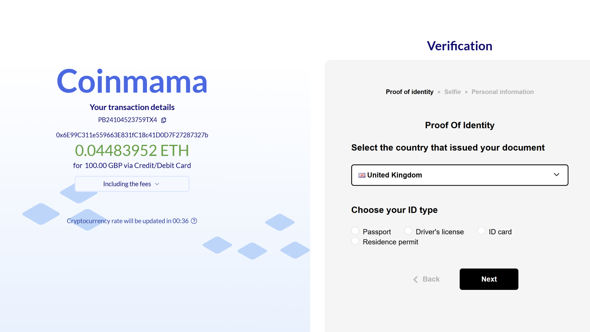 Coinmama richiede di completare il KYC durante la prima transazione sulla piattaforma