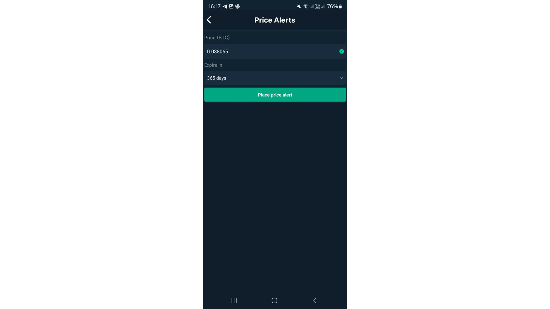 Allarmi di prezzo sull’app Bitfinex
