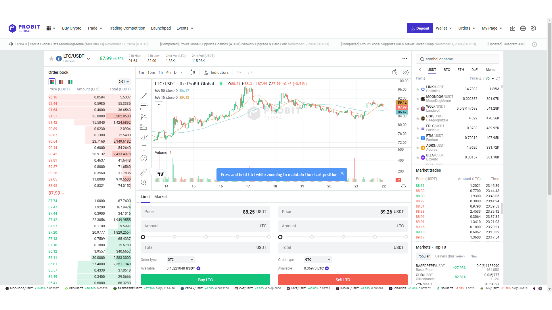 Piattaforma di trading ProBit Global