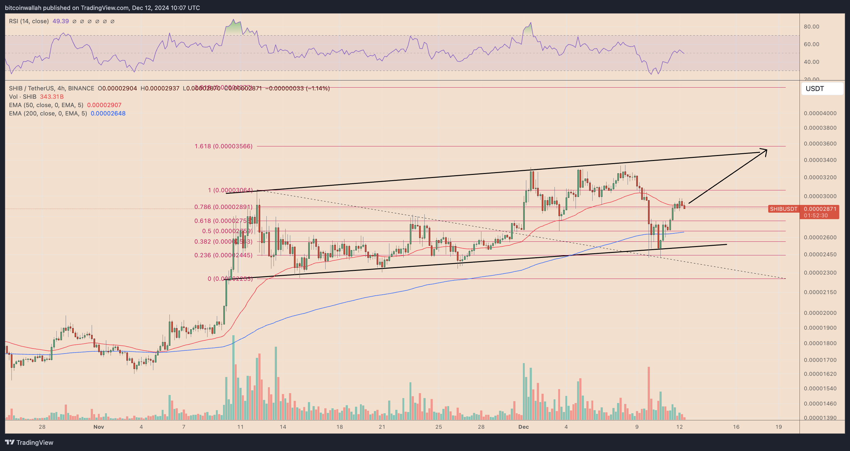 SHIBUSDT four-hour price chart