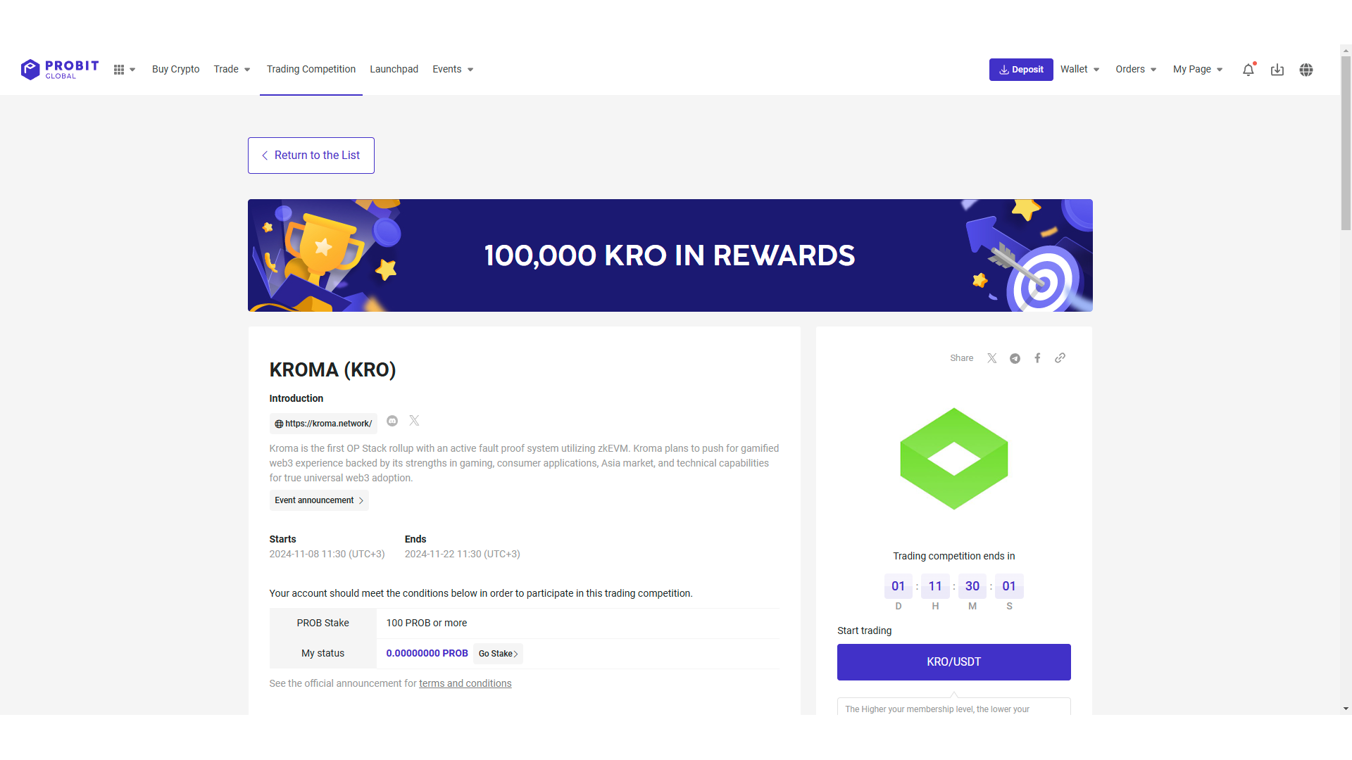 Competizione di trading su ProBit Global
