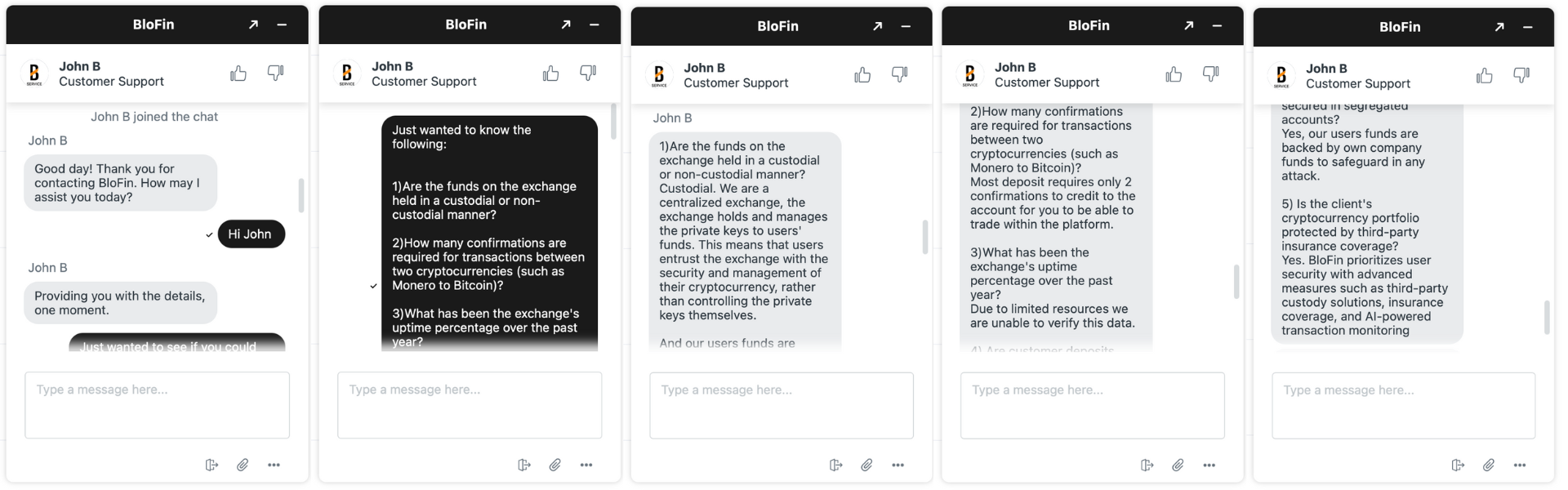 BloFin Customer Support via Live Chat