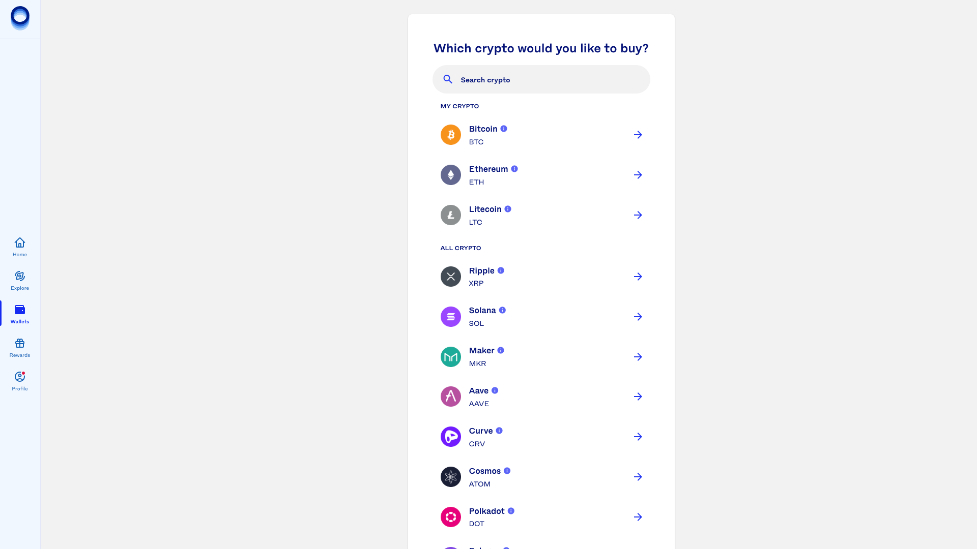 Interfaccia di deposito di Luno