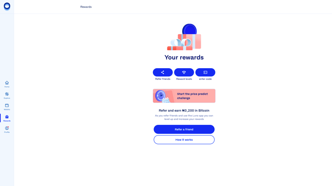 Luno rewards page