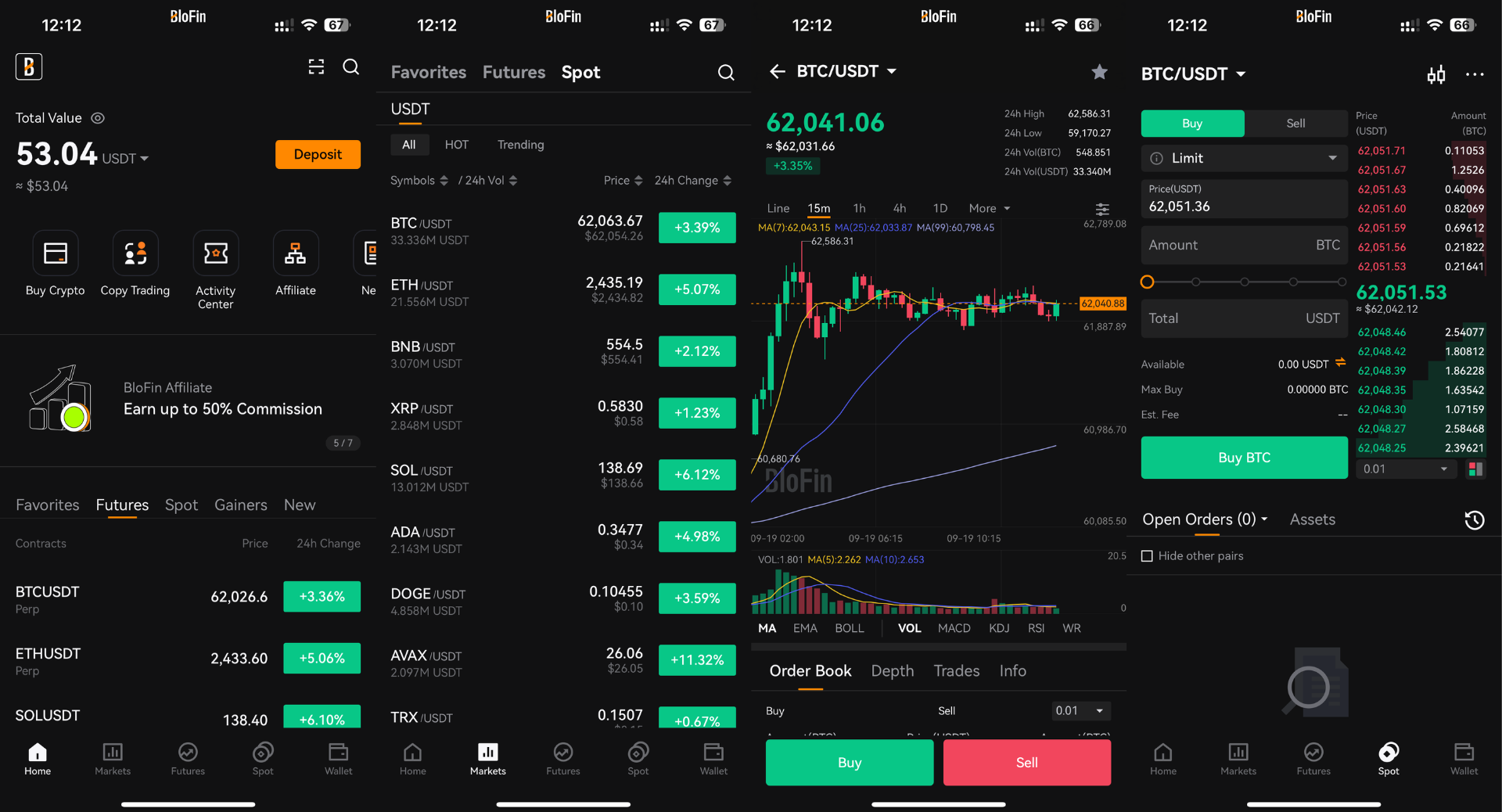 BloFin Mobile Platform Interface