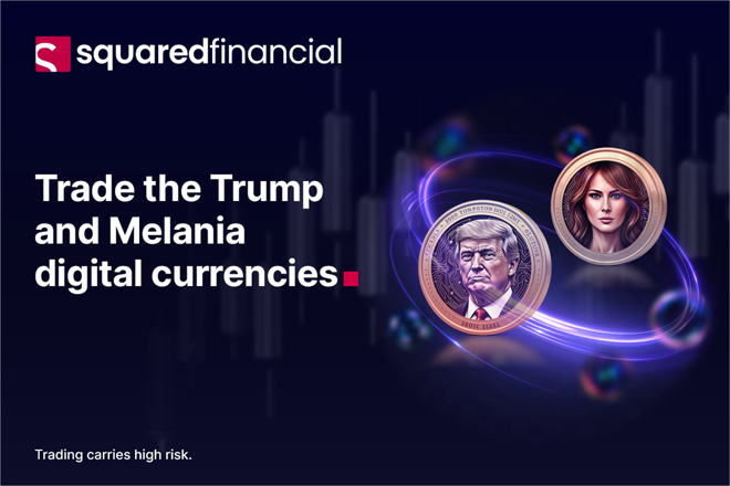 Trump and Melania memecoins at SquaredFinancial. FX Empire