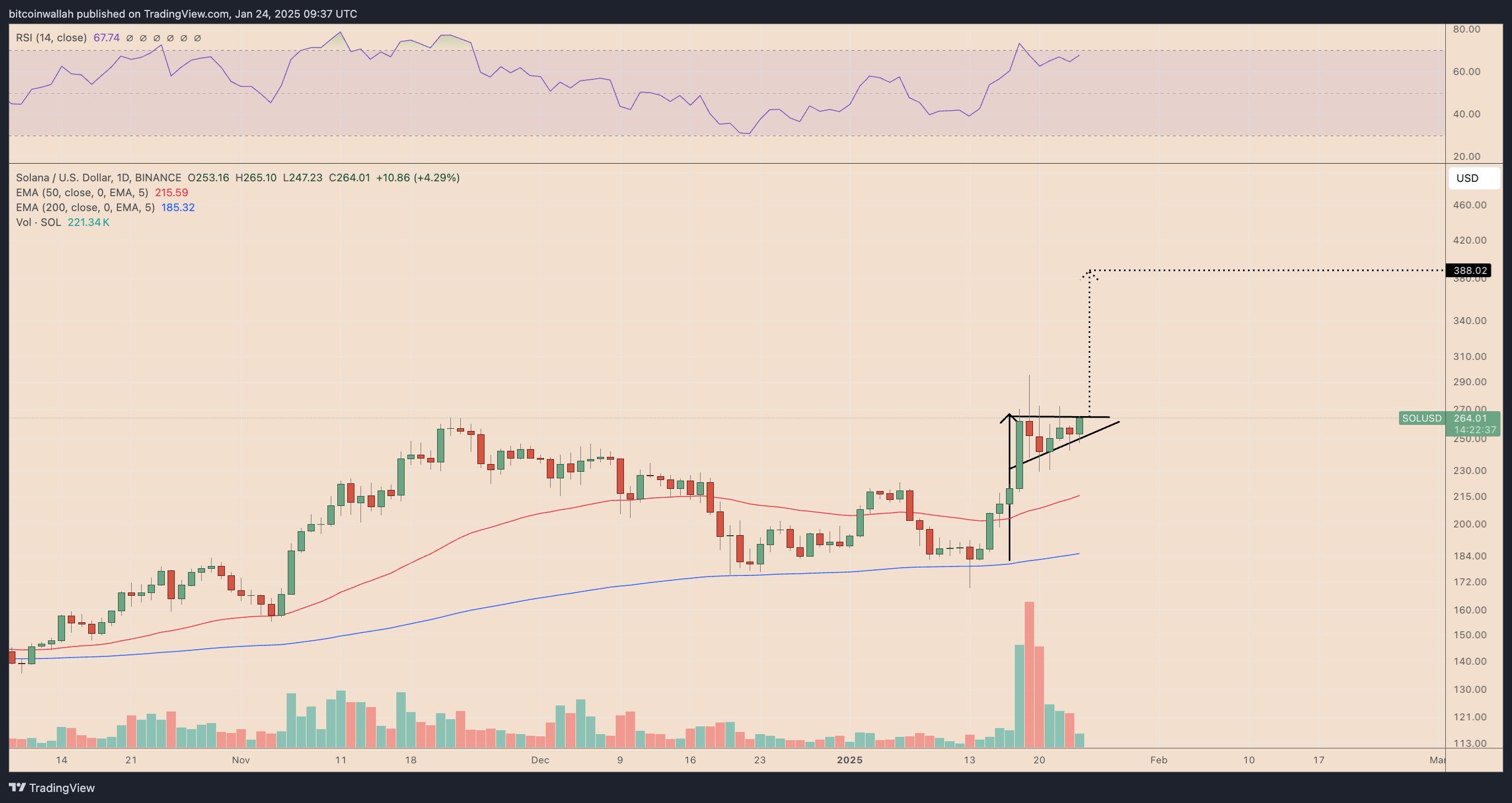 SOL/USD daily price chart