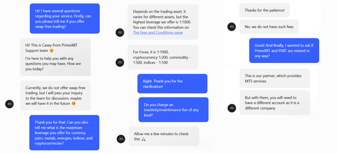My conversation with PrimeXBT’s support