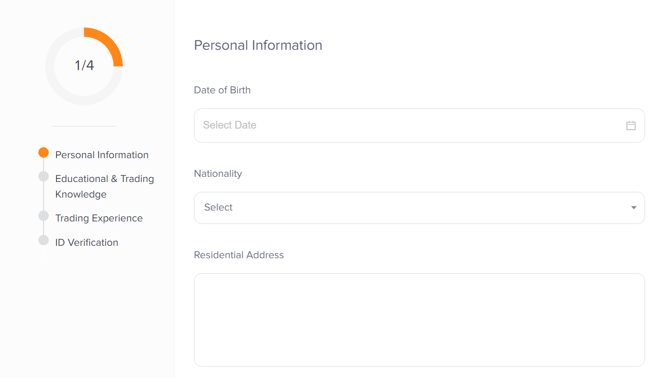 Account’s registration form (continued)