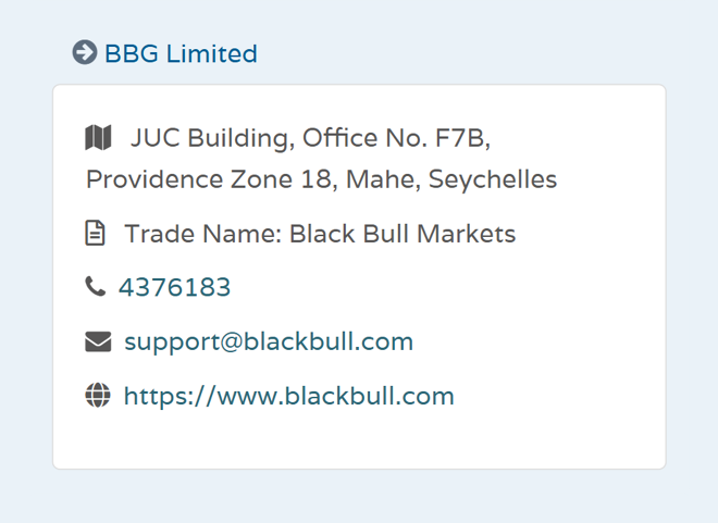 BBG Limited’s licensing information at fsaseychelles.sc