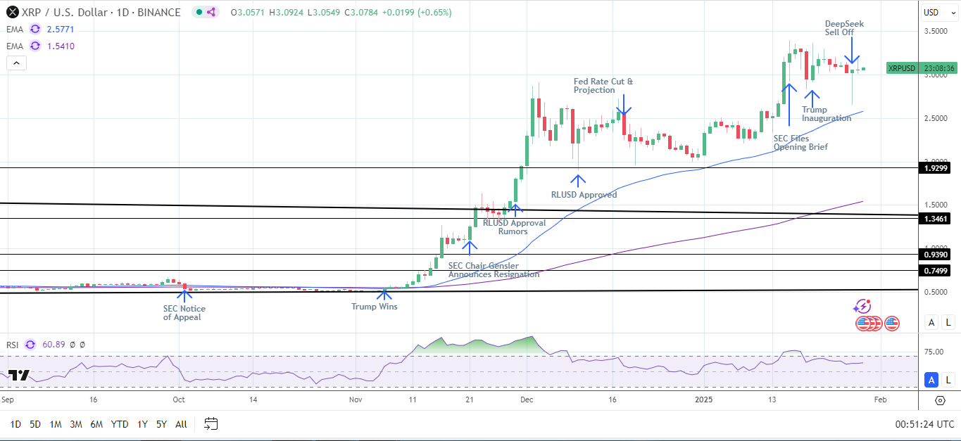 XRP Daily Chart affirms bullish price signals.