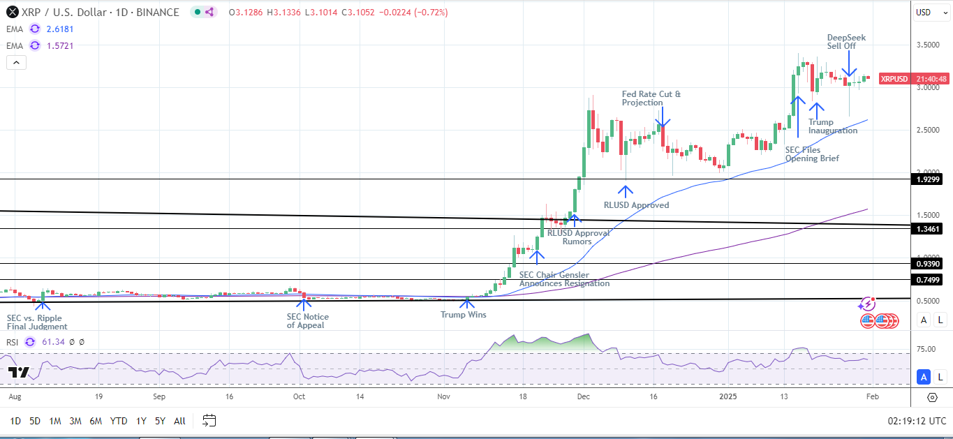 XRP Daily Chart affirms bullish price signals.