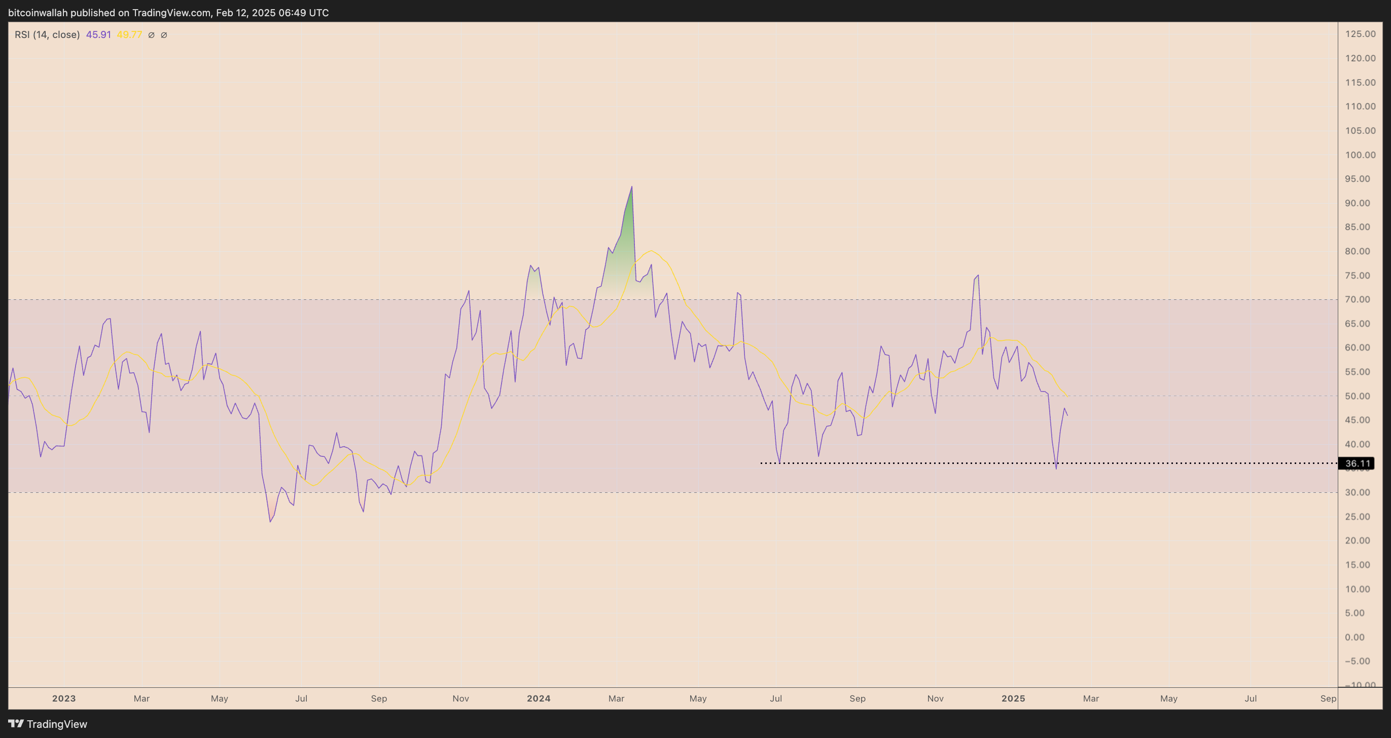 BNB/USD weekly relative strength index