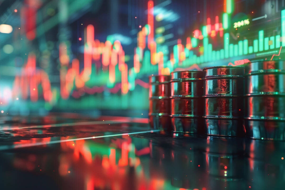 Crude oil barrels and trading chart. FX Empire